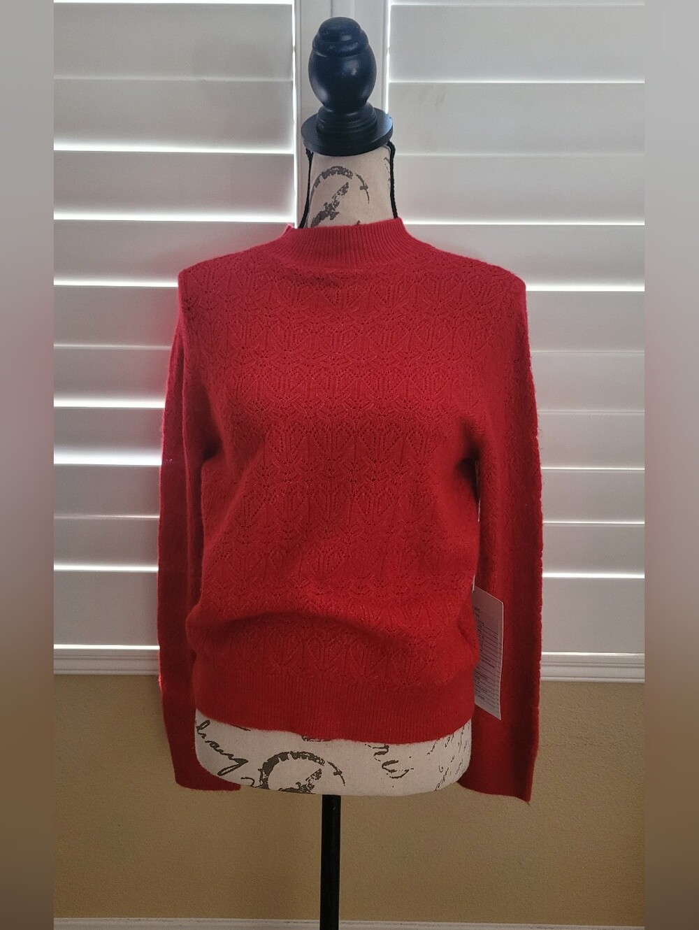 Loft Red Women's Textured Crewneck Sweater